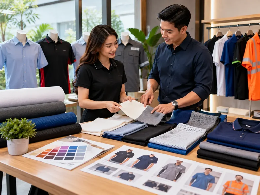 Fabric options for custom corporate uniforms in Malaysia