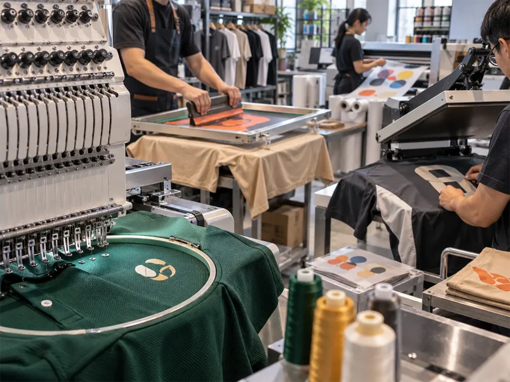 Embroidery and printing options for custom event uniforms