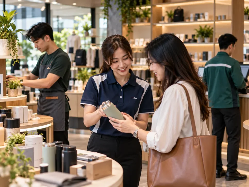 Modern branded retail staff uniforms in Malaysia